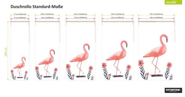 Extartiqe Duschrollo Flamingo moderner Rollo Duschvorhang